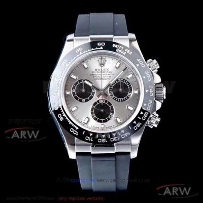 AR Factory 904L Rolex Cosmograph Daytona 40mm CAL.4130 Watch - Sliver Case,Grey&Black Dial